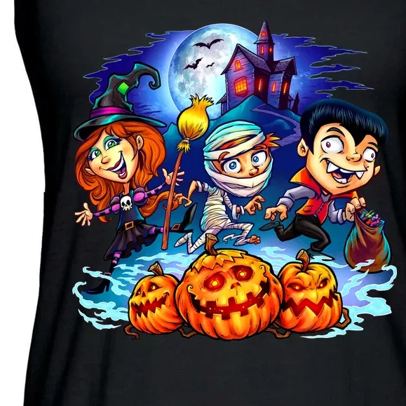 Trick-or-Treaters Halloween Ladies Essential Flowy Tank