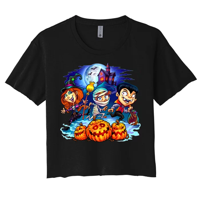 Trick-or-Treaters Halloween Women's Crop Top Tee