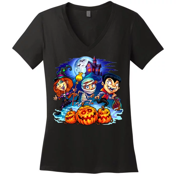 Trick-or-Treaters Halloween Women's V-Neck T-Shirt