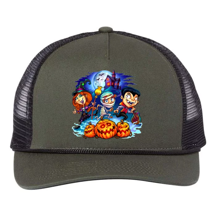 Trick-or-Treaters Halloween Retro Rope Trucker Hat Cap