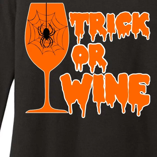 Trick or Wine Halloween Spider Web Womens CVC Long Sleeve Shirt