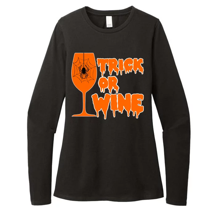 Trick or Wine Halloween Spider Web Womens CVC Long Sleeve Shirt