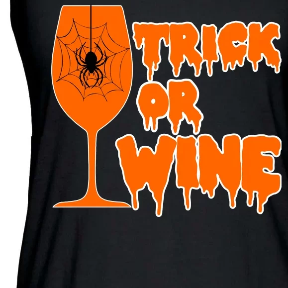 Trick or Wine Halloween Spider Web Ladies Essential Flowy Tank