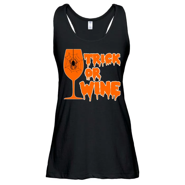 Trick or Wine Halloween Spider Web Ladies Essential Flowy Tank