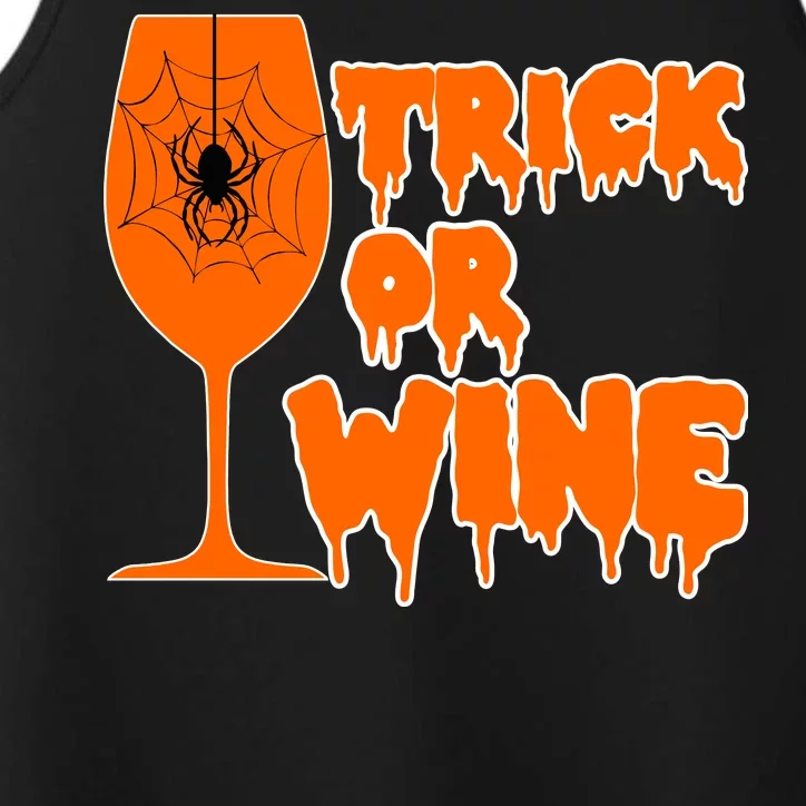 Trick or Wine Halloween Spider Web Performance Tank