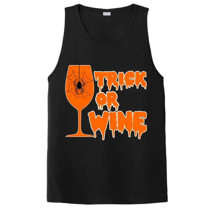 Trick or Wine Halloween Spider Web Performance Tank