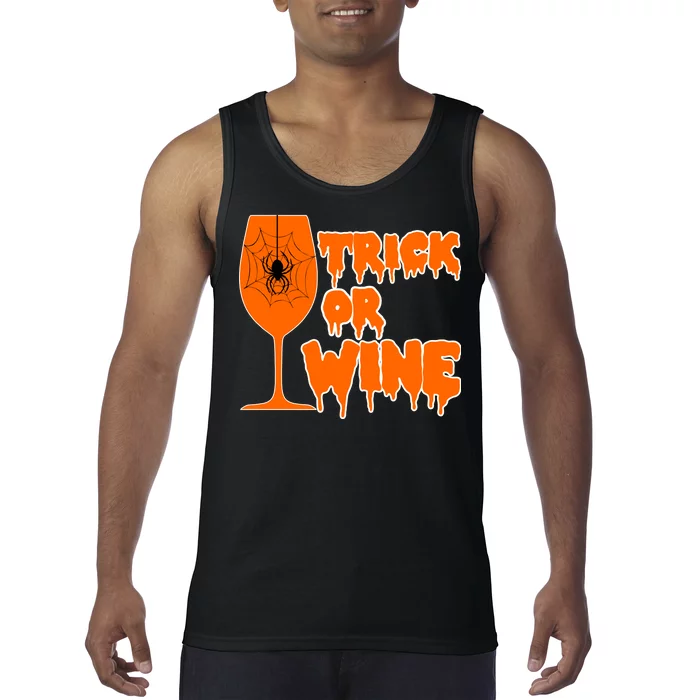 Trick or Wine Halloween Spider Web Tank Top