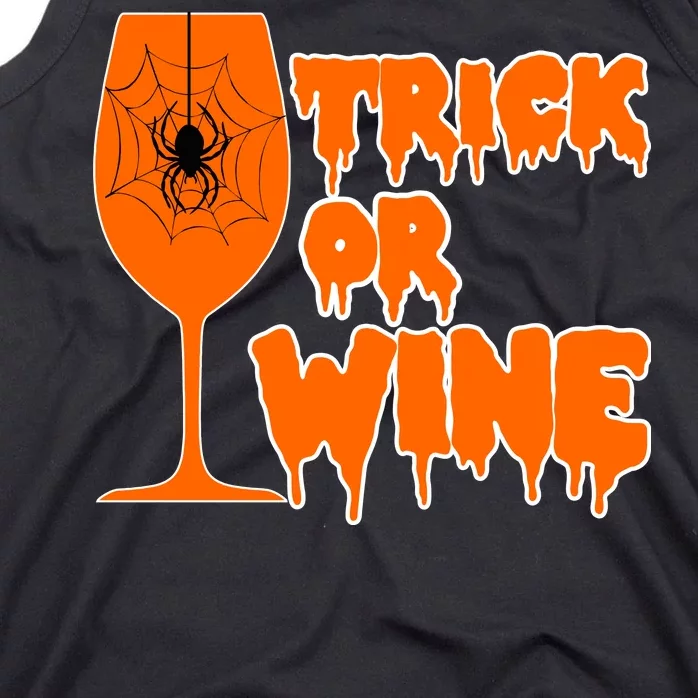 Trick or Wine Halloween Spider Web Tank Top