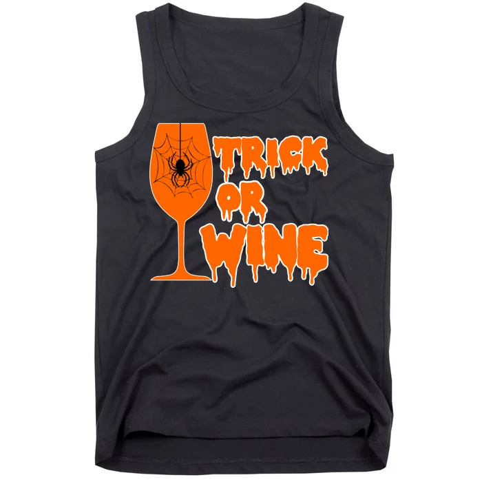 Trick or Wine Halloween Spider Web Tank Top