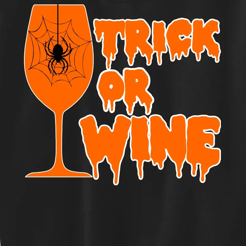 Trick or Wine Halloween Spider Web Kids Sweatshirt