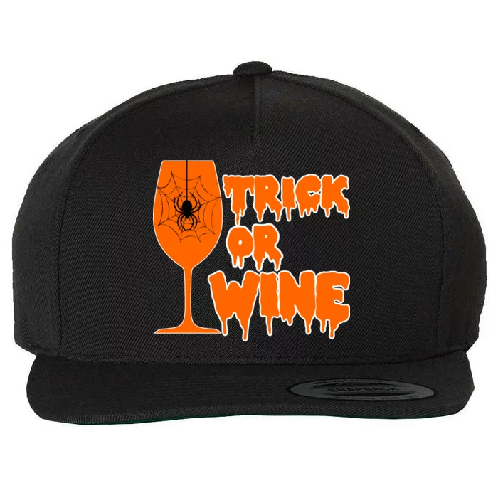 Trick or Wine Halloween Spider Web Wool Snapback Cap