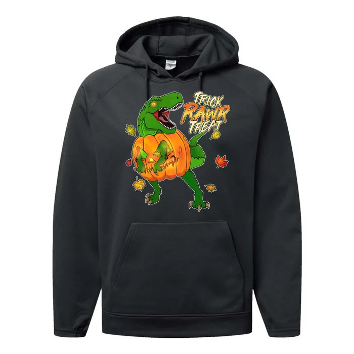 Trick RAWR Treat T-Rex Funny Halloween Performance Fleece Hoodie