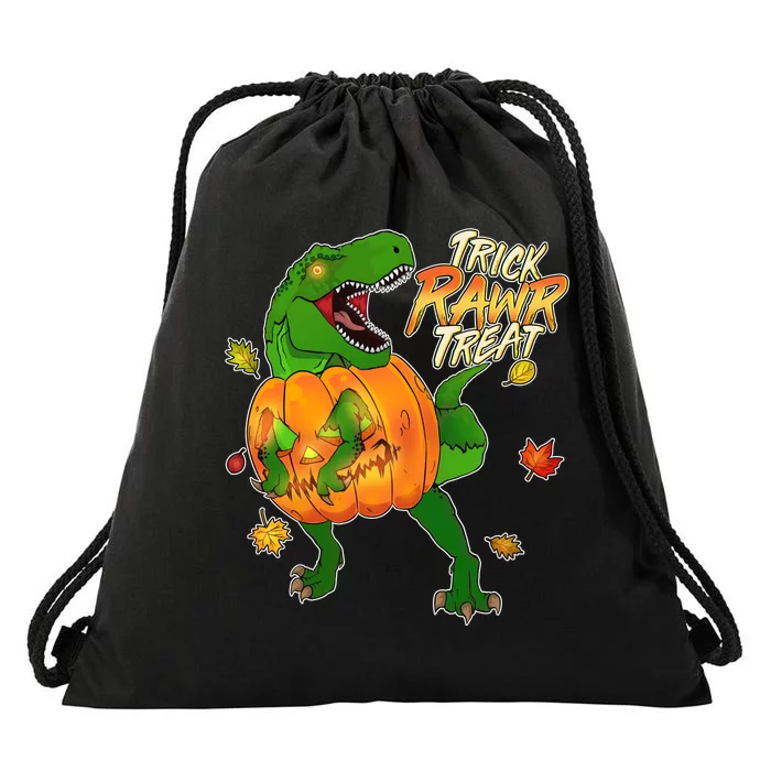 Trick RAWR Treat T-Rex Funny Halloween Drawstring Bag