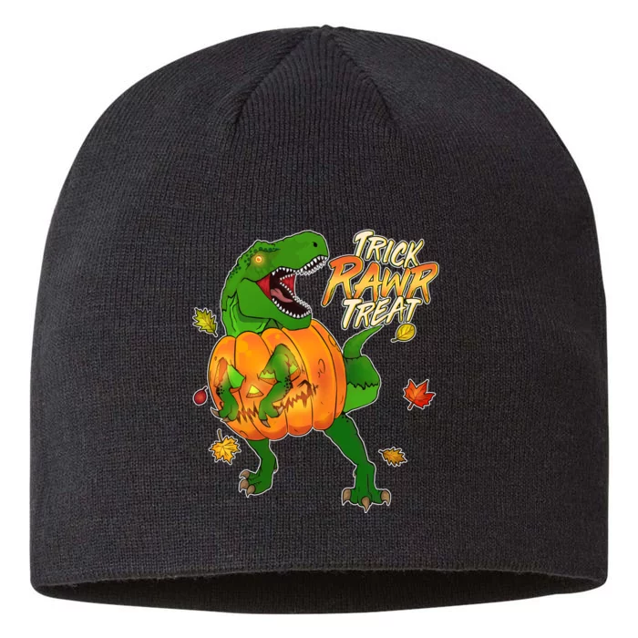 Trick RAWR Treat T-Rex Funny Halloween 8 1/2in Sustainable Knit Beanie