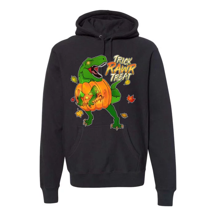 Trick RAWR Treat T-Rex Funny Halloween Premium Hoodie