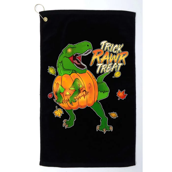 Trick RAWR Treat T-Rex Funny Halloween Platinum Collection Golf Towel