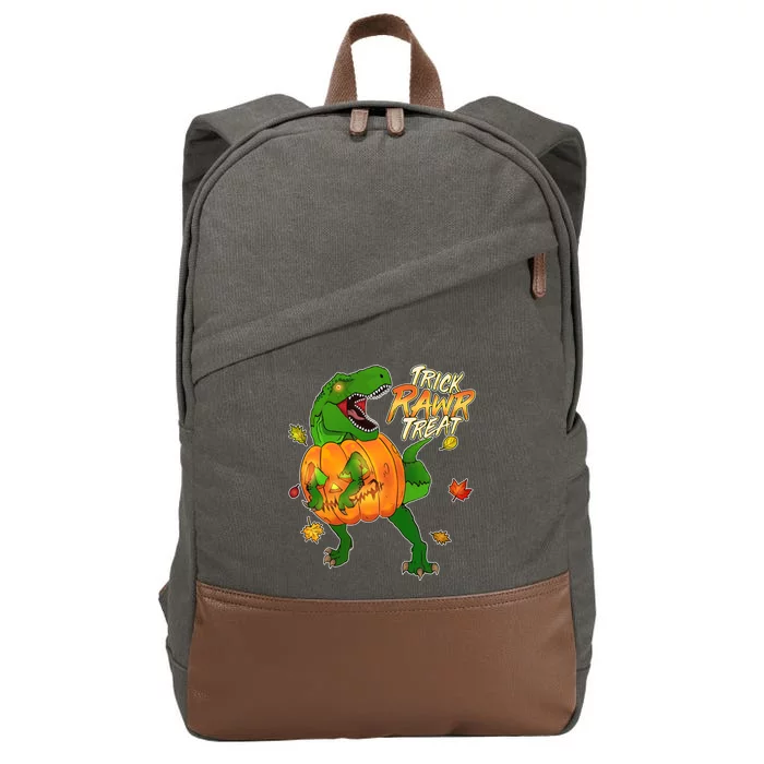 Trick RAWR Treat T-Rex Funny Halloween Cotton Canvas Backpack