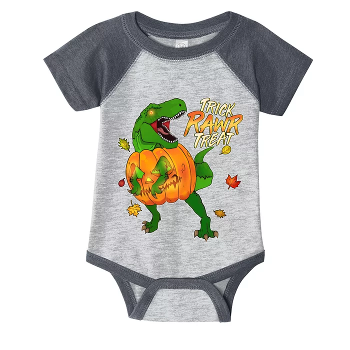 Trick RAWR Treat T-Rex Funny Halloween Infant Baby Jersey Bodysuit