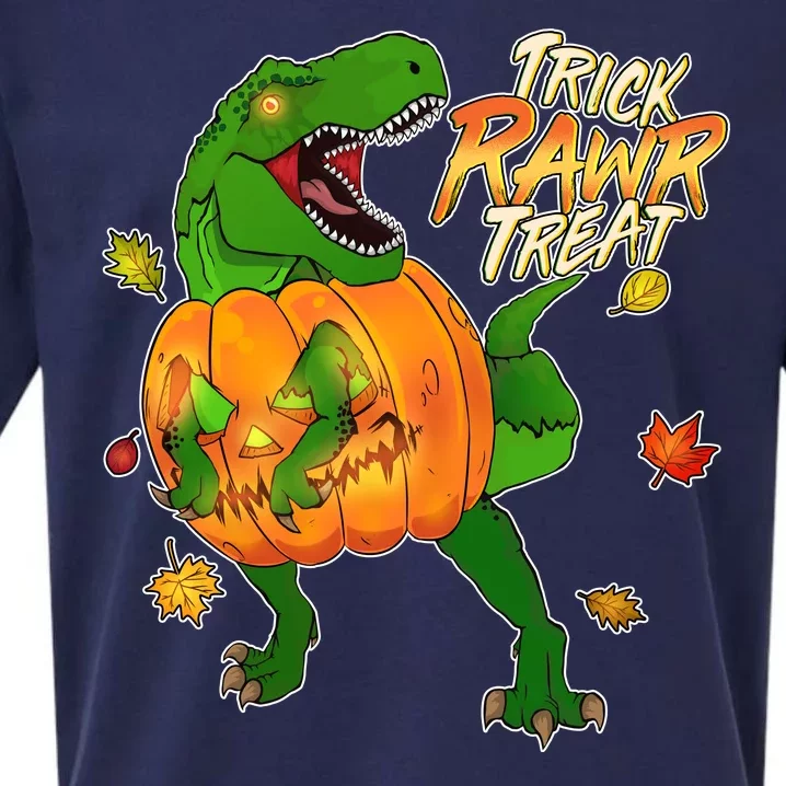 Trick RAWR Treat T-Rex Funny Halloween Sueded Cloud Jersey T-Shirt