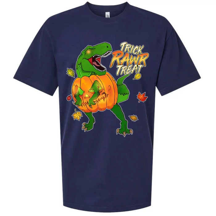 Trick RAWR Treat T-Rex Funny Halloween Sueded Cloud Jersey T-Shirt