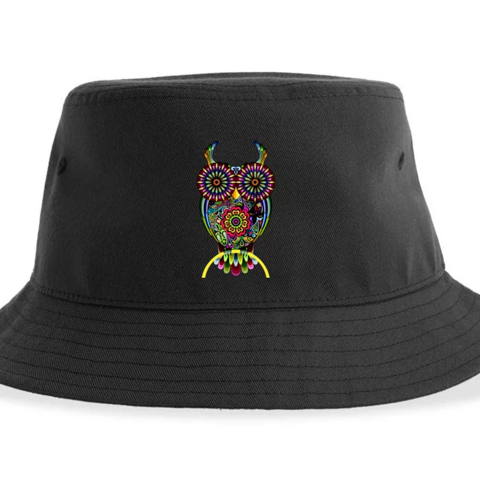 Trippy Big Eyed Owl Sustainable Bucket Hat