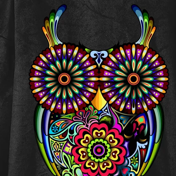 Trippy Big Eyed Owl Hooded Wearable Blanket