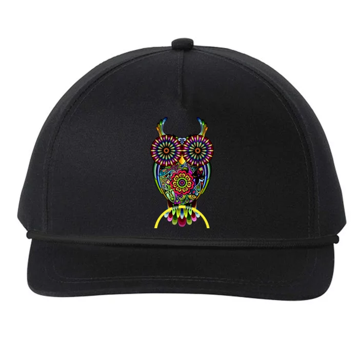 Trippy Big Eyed Owl Snapback Five-Panel Rope Hat