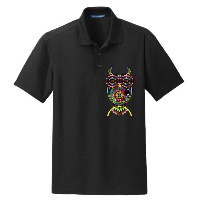 Trippy Big Eyed Owl Dry Zone Grid Performance Polo