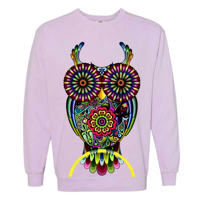 Trippy Big Eyed Owl Garment-Dyed Sweatshirt