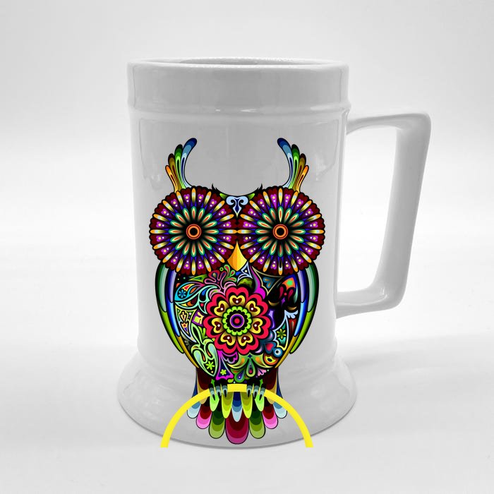 Trippy Big Eyed Owl Front & Back Beer Stein