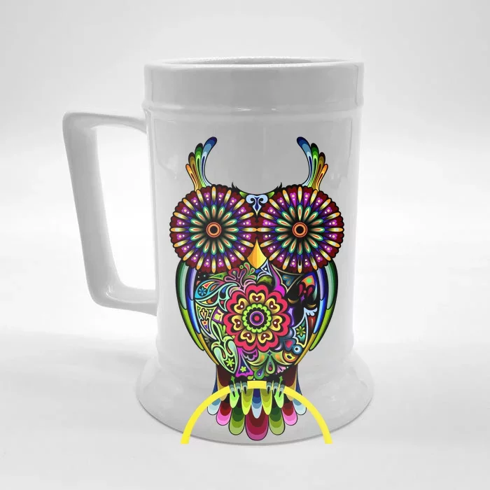 Trippy Big Eyed Owl Front & Back Beer Stein