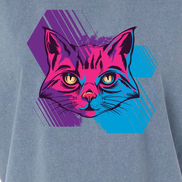 Trippy Cat Face Garment-Dyed Women's Muscle Tee