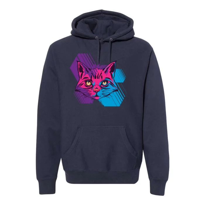 Trippy Cat Face Premium Hoodie