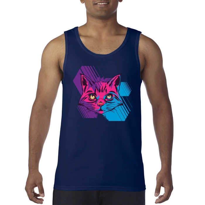 Trippy Cat Face Tank Top