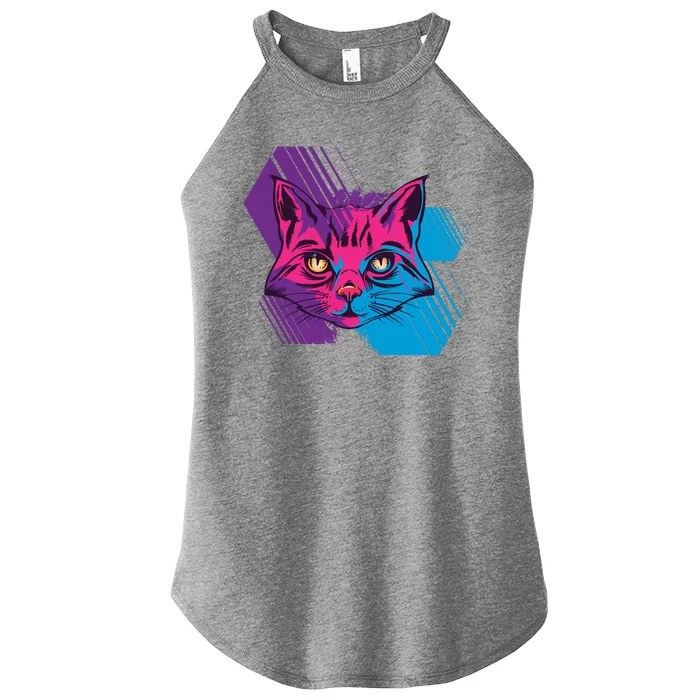 Trippy Cat Face Women’s Perfect Tri Rocker Tank