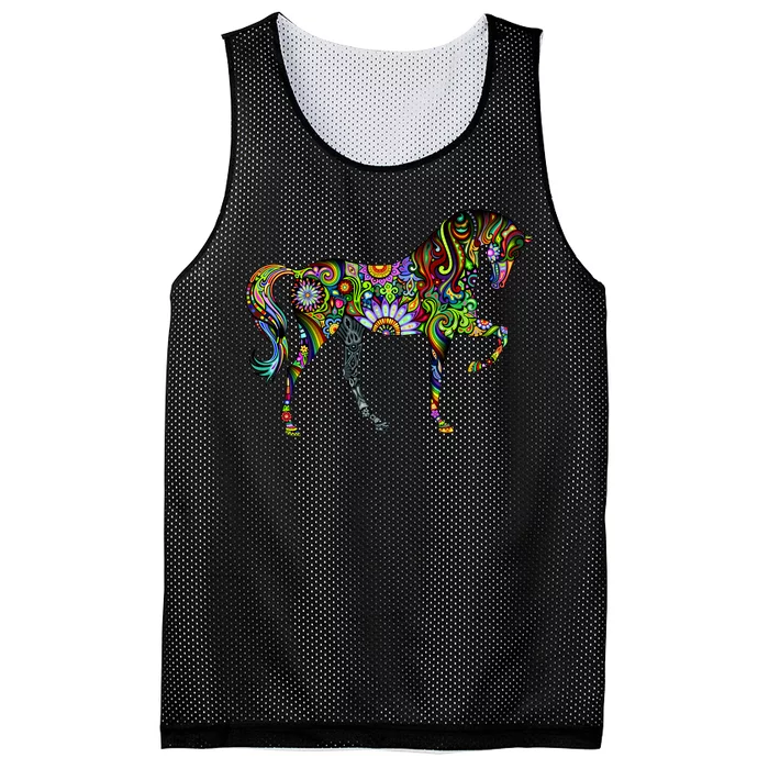 Trippy Cheerful Horse Mesh Reversible Basketball Jersey Tank