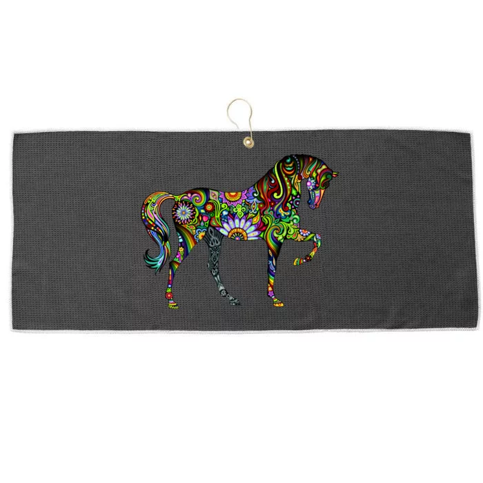 Trippy Cheerful Horse Large Microfiber Waffle Golf Towel