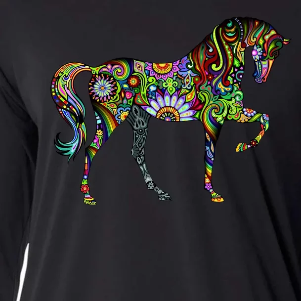 Trippy Cheerful Horse Cooling Performance Long Sleeve Crew