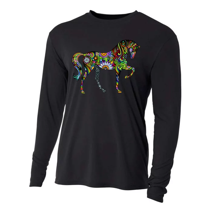 Trippy Cheerful Horse Cooling Performance Long Sleeve Crew