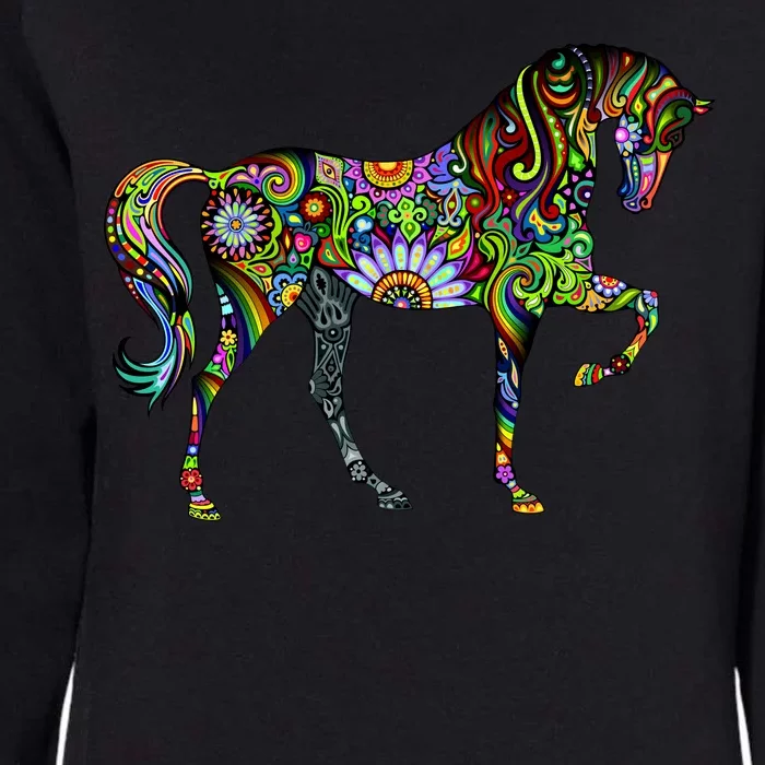 Trippy Cheerful Horse Womens California Wash Sweatshirt