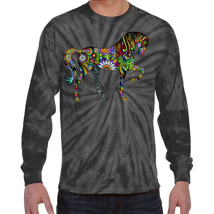 Trippy Cheerful Horse Tie-Dye Long Sleeve Shirt