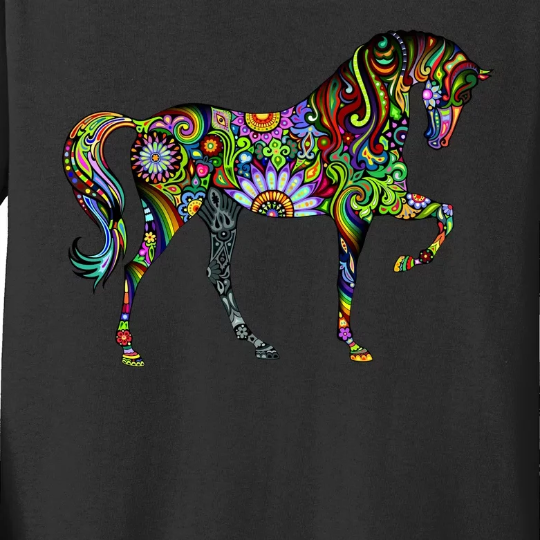 Trippy Cheerful Horse Kids Long Sleeve Shirt