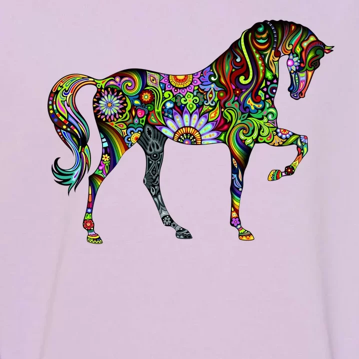 Trippy Cheerful Horse Garment-Dyed Sweatshirt