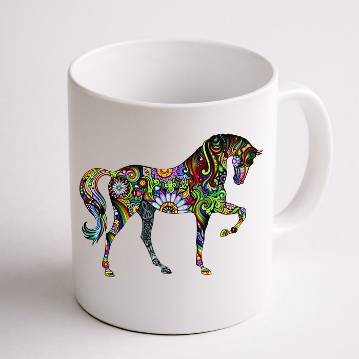 Trippy Cheerful Horse Front & Back Coffee Mug