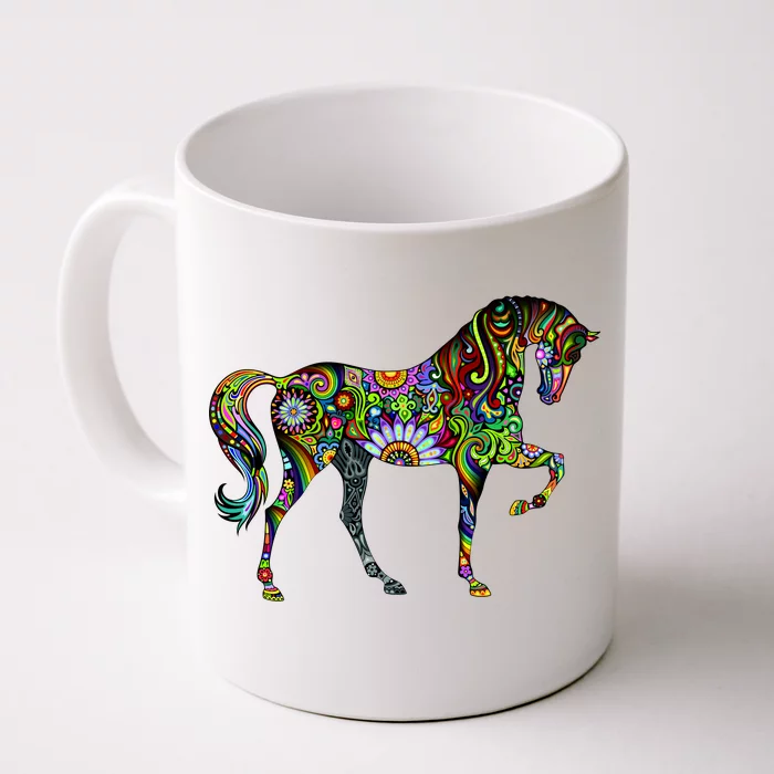 Trippy Cheerful Horse Front & Back Coffee Mug