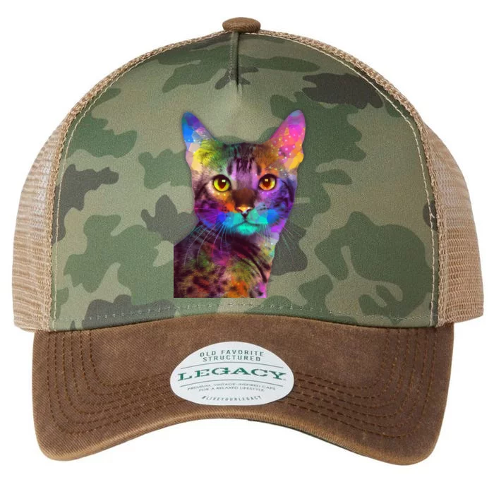 Trippy Colorful Cat Legacy Tie Dye Trucker Hat