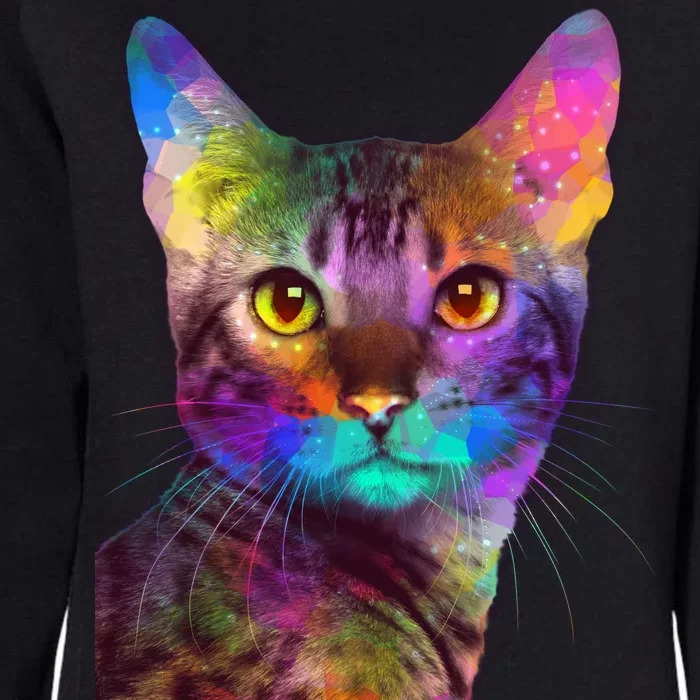 Trippy Colorful Cat Womens California Wash Sweatshirt