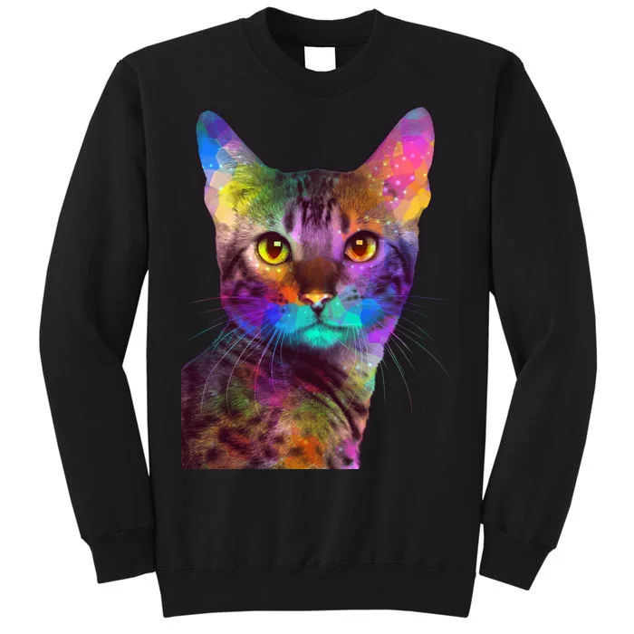 Trippy Colorful Cat Tall Sweatshirt