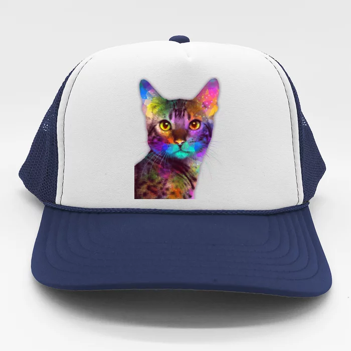 Trippy Colorful Cat Trucker Hat