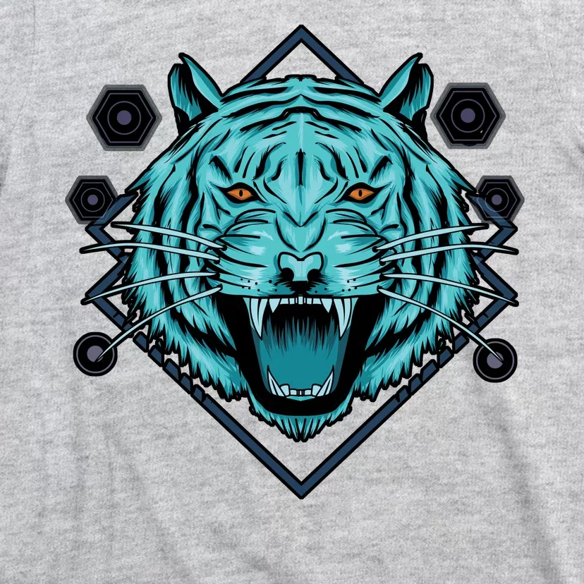 Trippy Cyan Tiger Graphic T-Shirt